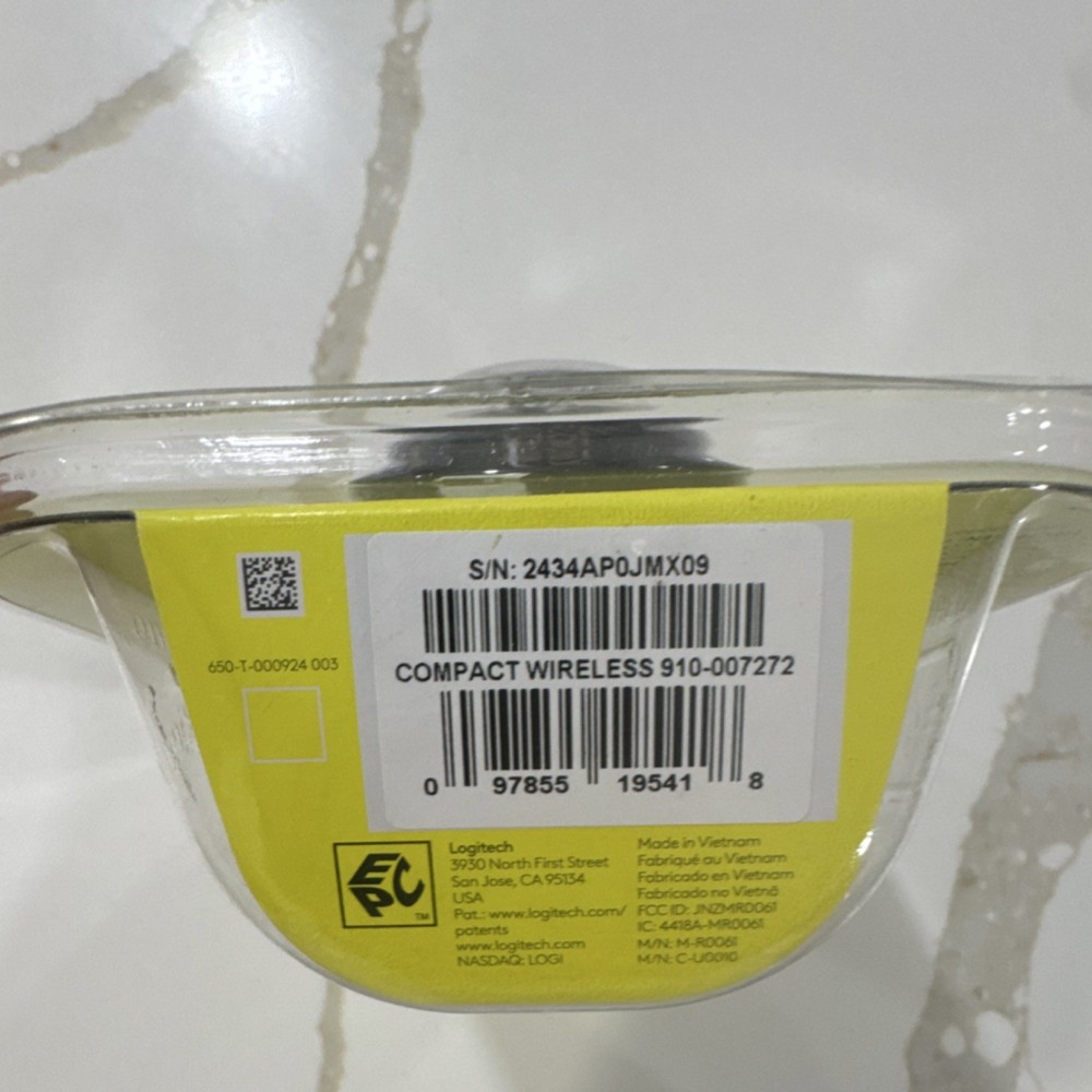 Logitech Compact Wireless Mouse Optical Scroll Wheel Black