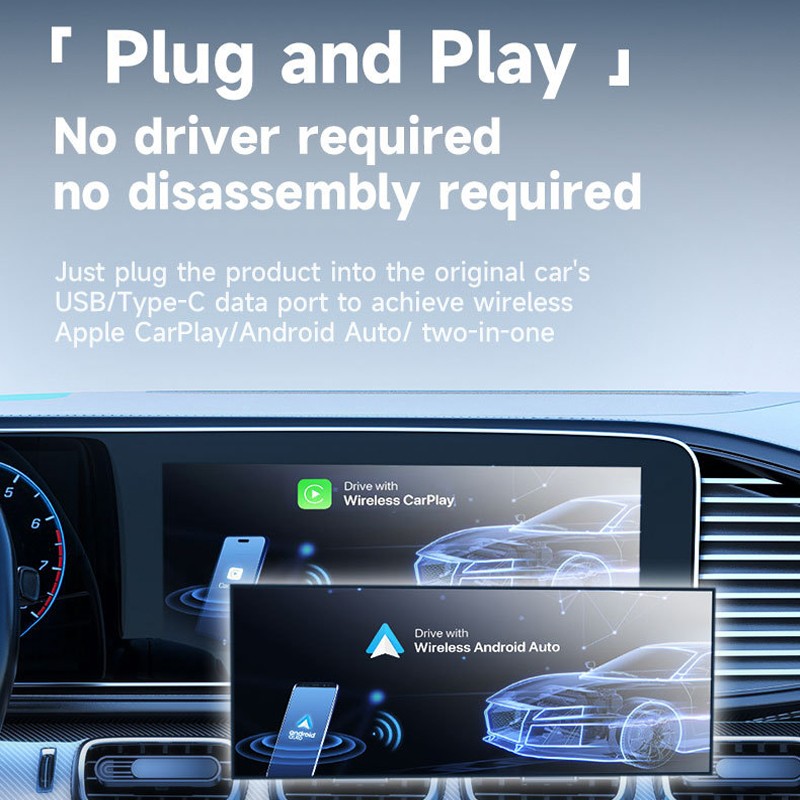 2025 Upgrade Wireless CarPlay Adapter USB for iOS 10 /Android 11
