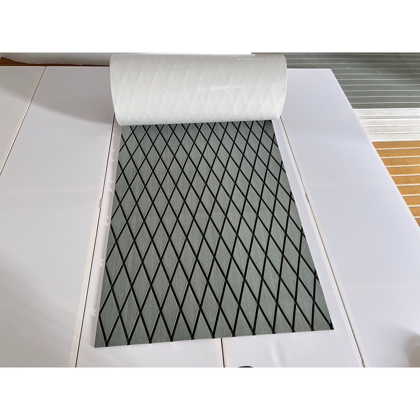 Grey Diamond Boat Flooring Sheet EVA Foam Marine Carpet，Nonskid Sea Decking Mat