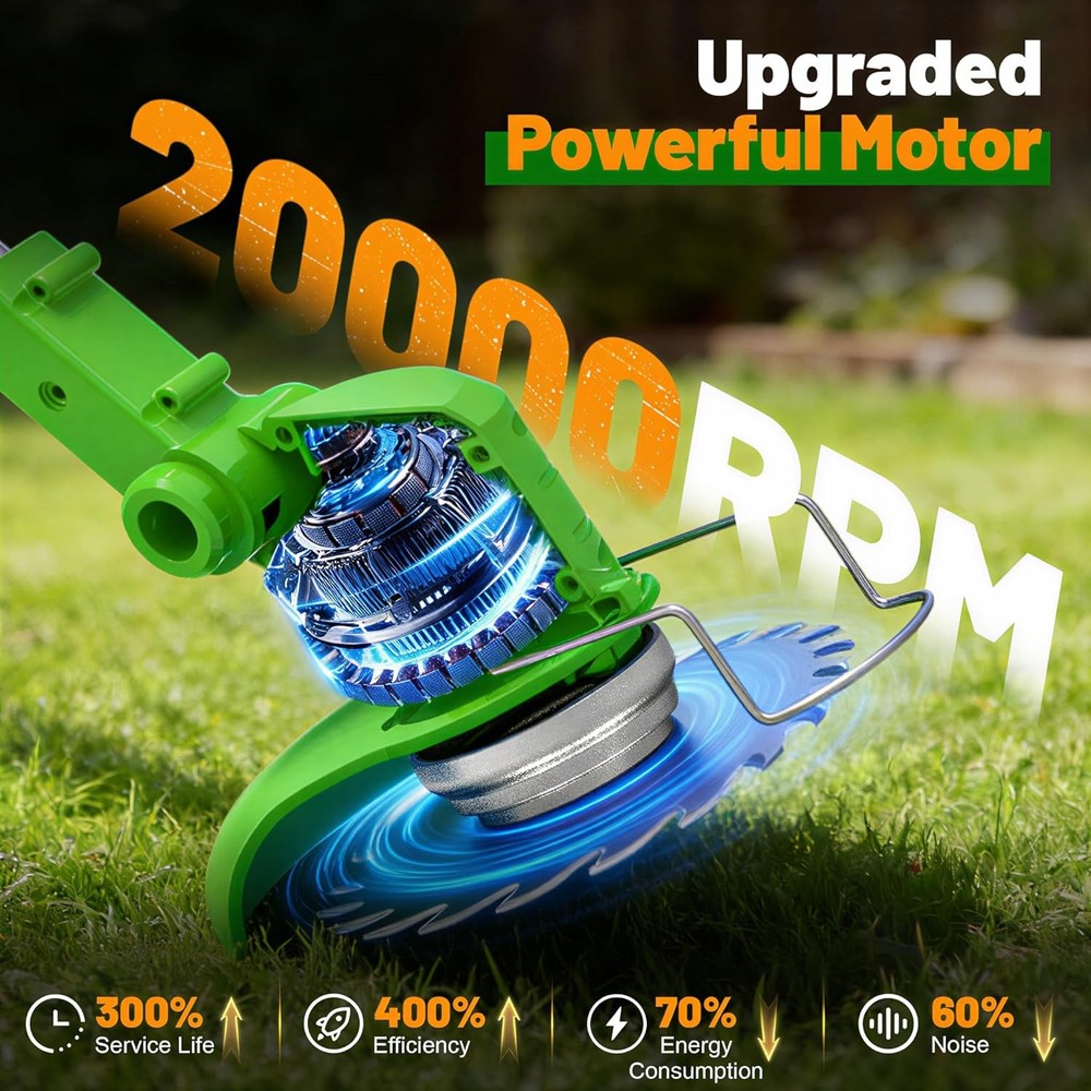 Cordless Weed Wacker Electric Stringless Eater 21V Battery Powered Lightweight P