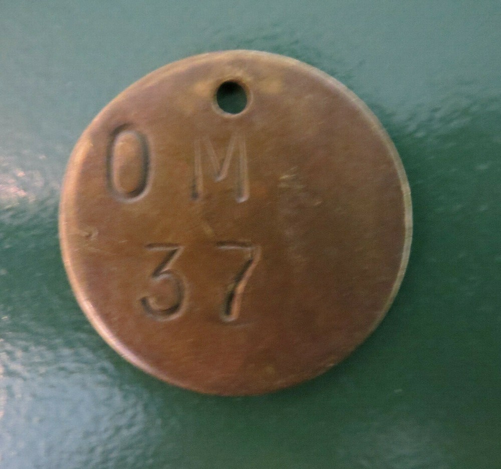 Colliery Pit Check - marked 37 OM & 12 on reverse side
