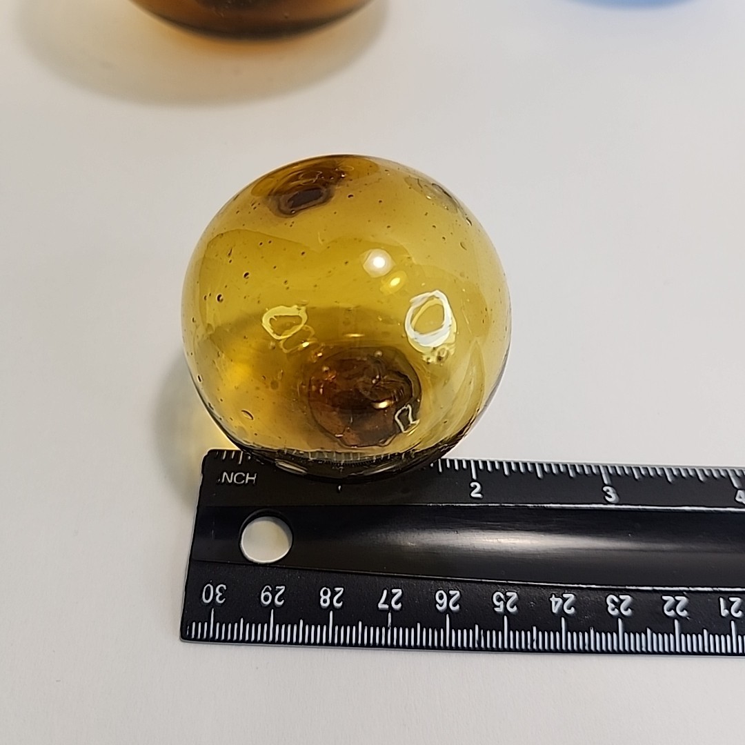 Vintage Japanese Fish Net Floats Hand Blown Glass Lot of 4