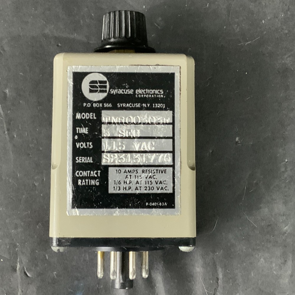 SYRACUSE ELECTRONICS TNR00303F TIME DELAY RELAY ( $30 OBO)