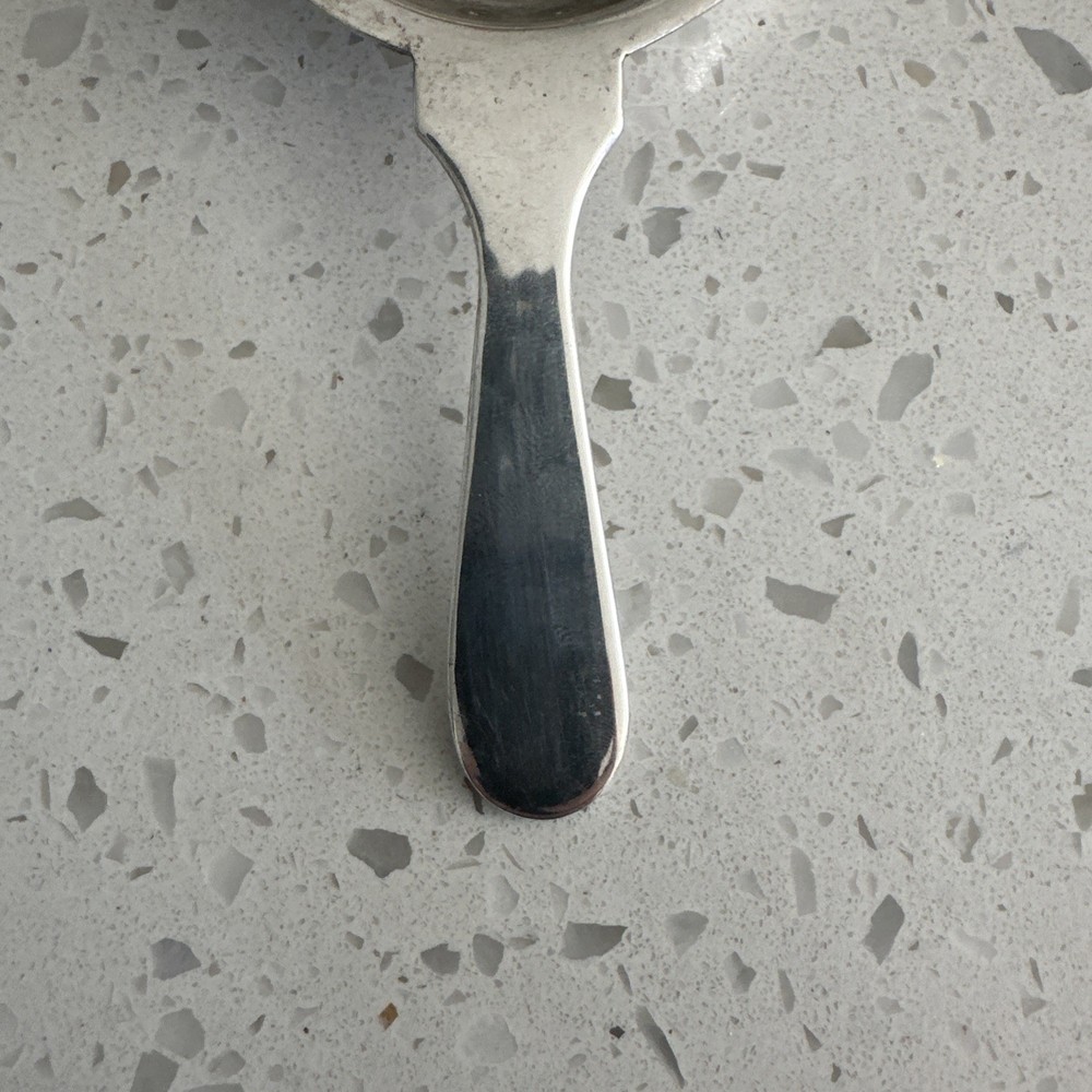 Antique Silver Plated Tea Strainer With Handle - Crown Design 6”