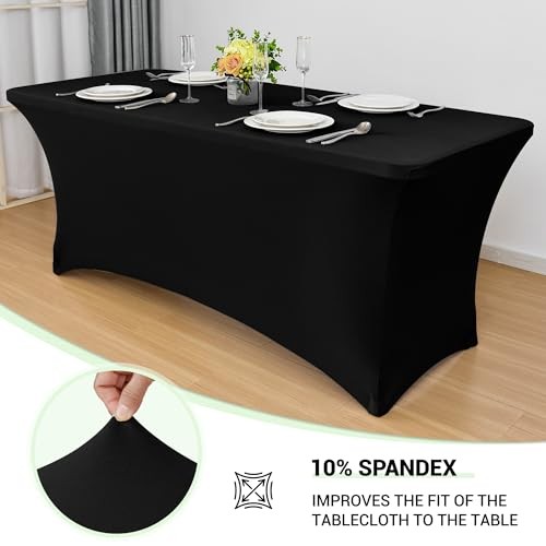 Spandex Table Cover 6ft Fitted Tablecloth 72" x 30" (Rectangular) Black