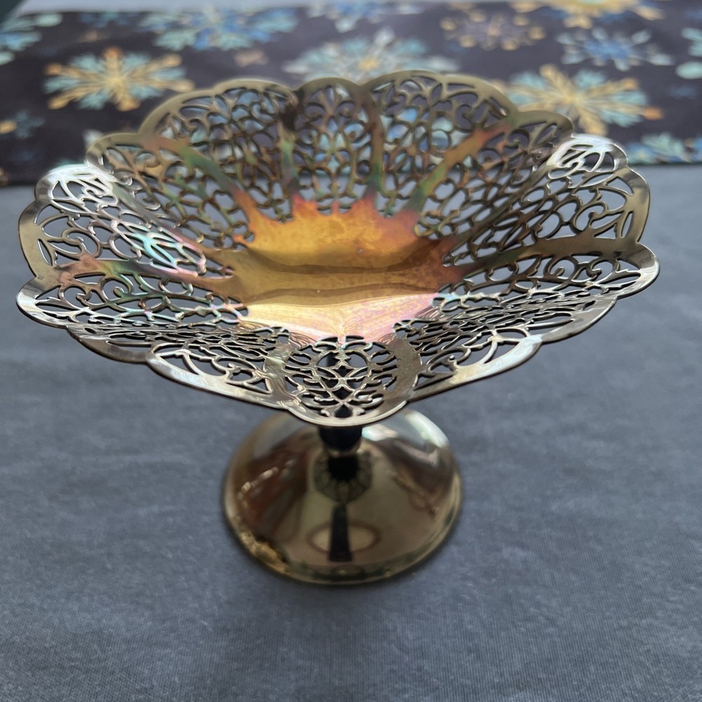 International Silver Co  2296 Lovelace Pedestal Candy Compote Pierced Openwork