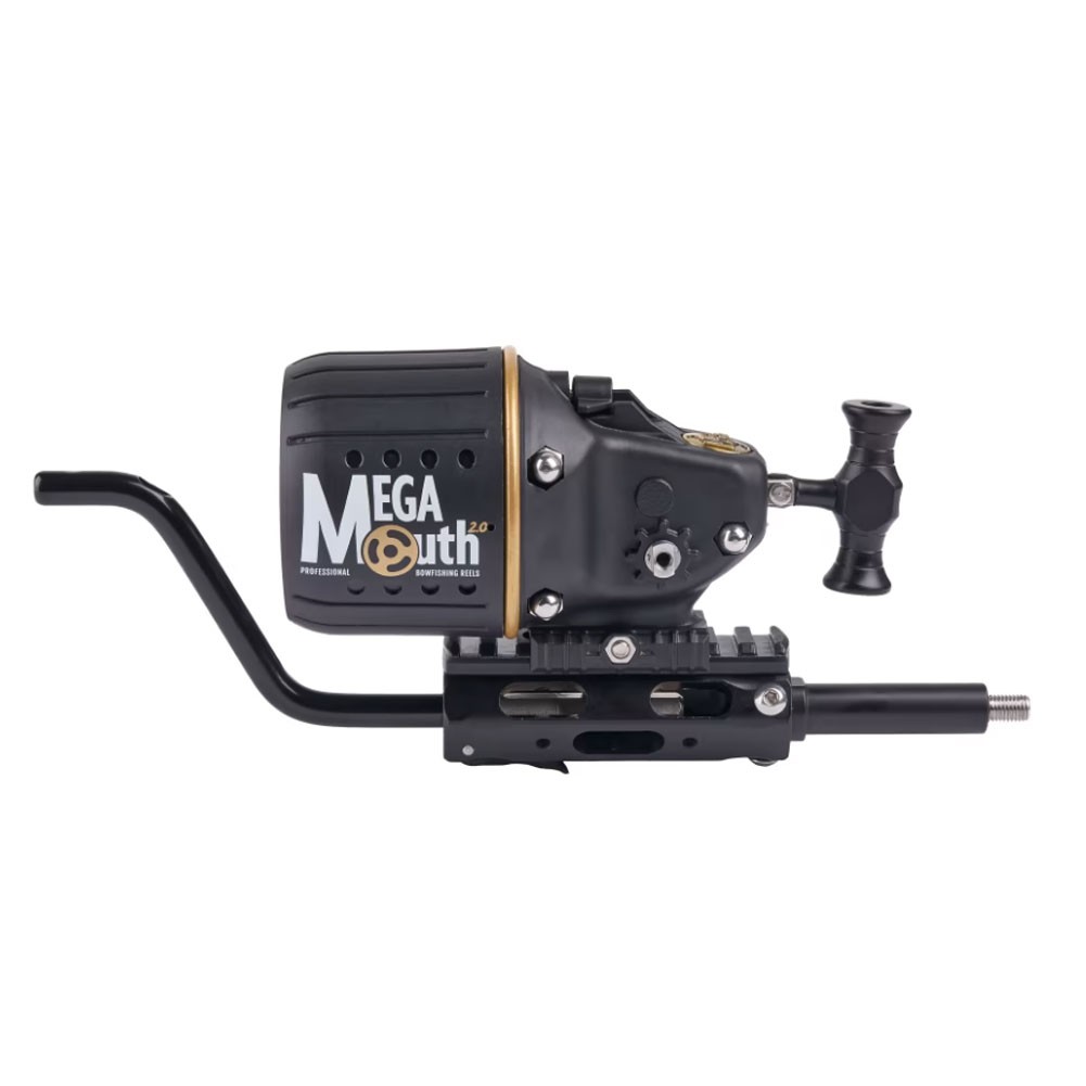 AMS BOWFISHING MegaMouth 2.0 Bowfishing Reel, Hex Through-Tube Rod, Mount