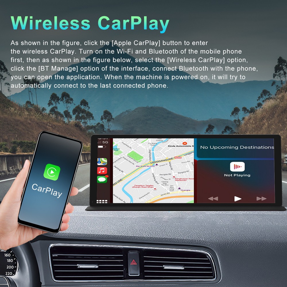 Wireless Carplay Android Auto GPS Logger 5G WiFi Dash Camera Front 4K Dual Cam