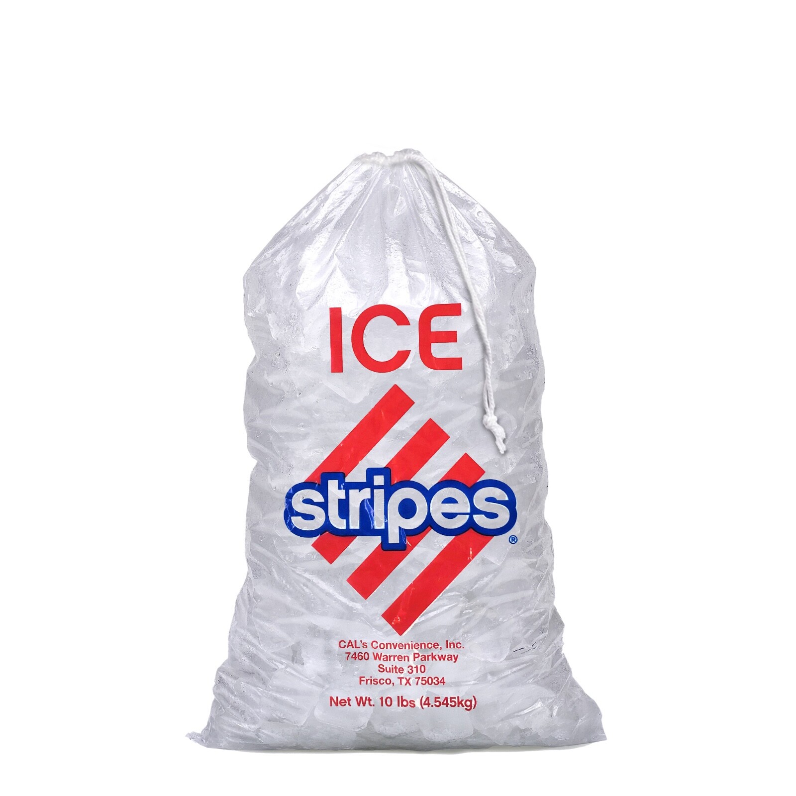 Ice Bags - Drawstring 10 lb - Cal's Stripes - 500 Bags