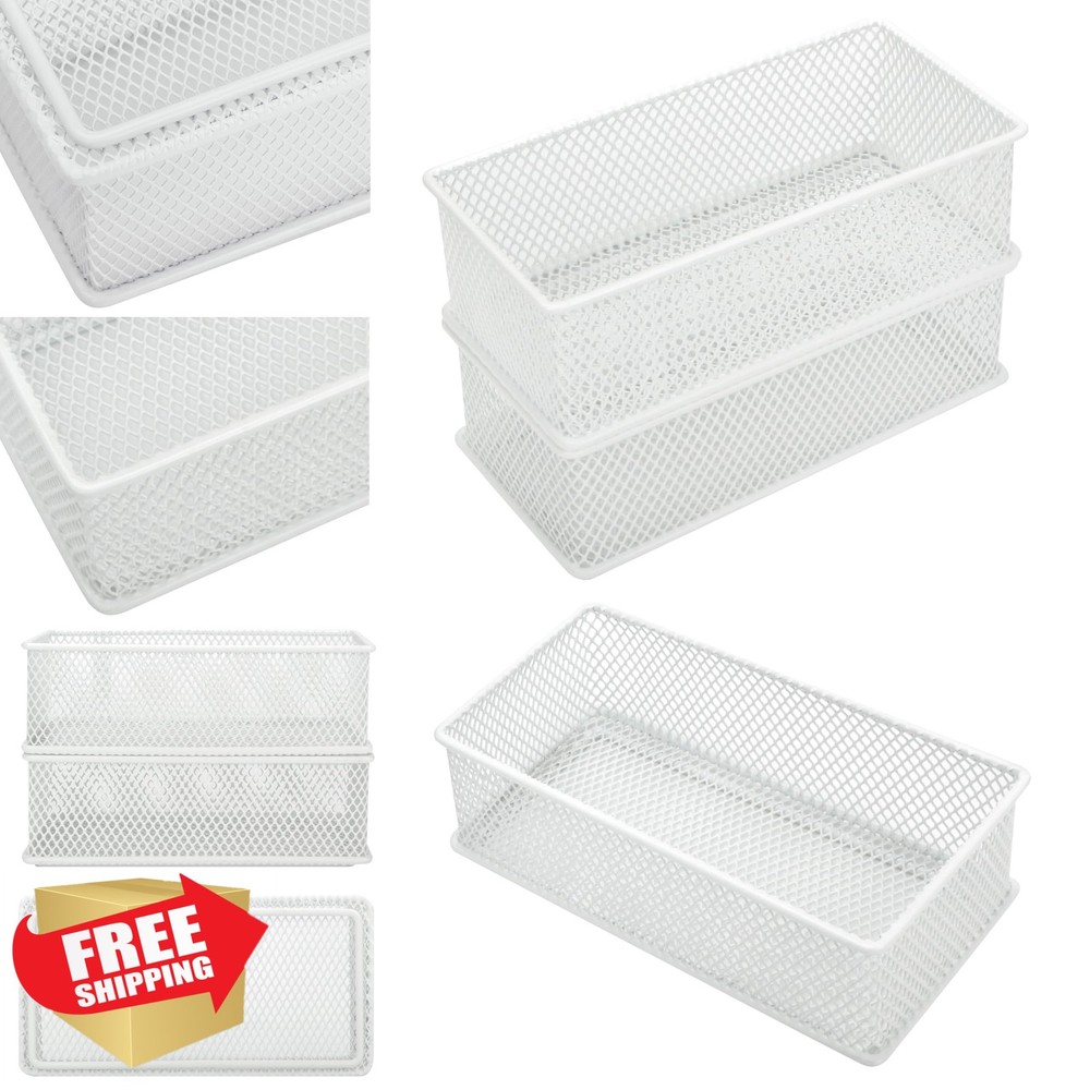 Annova 2 Mesh Drawer Cabinet Organizers, Stackable White Bins