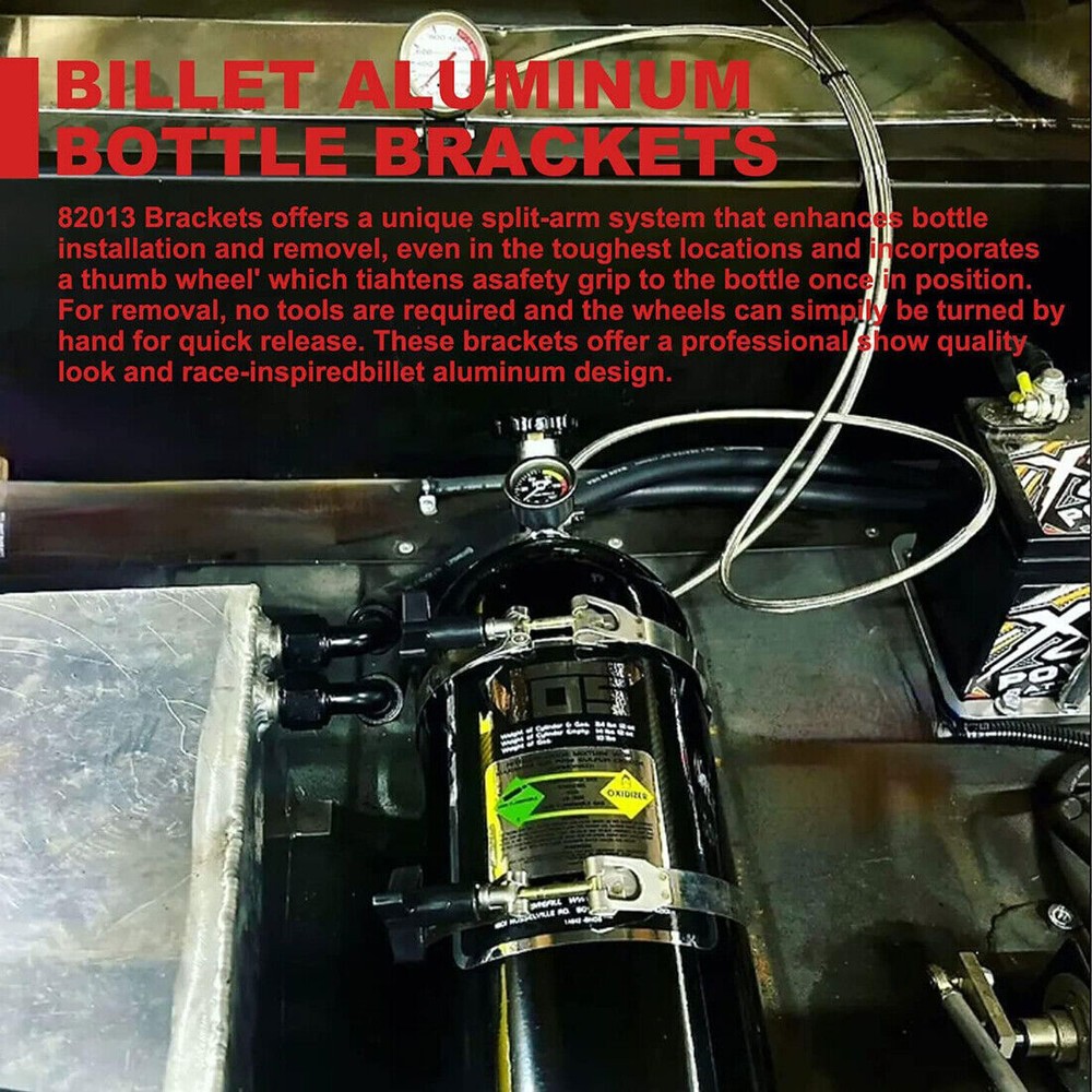 82013 Nitrous Oxide Padded Adjustable Quick Release 10-15 Lb Bottle Bracket Kit