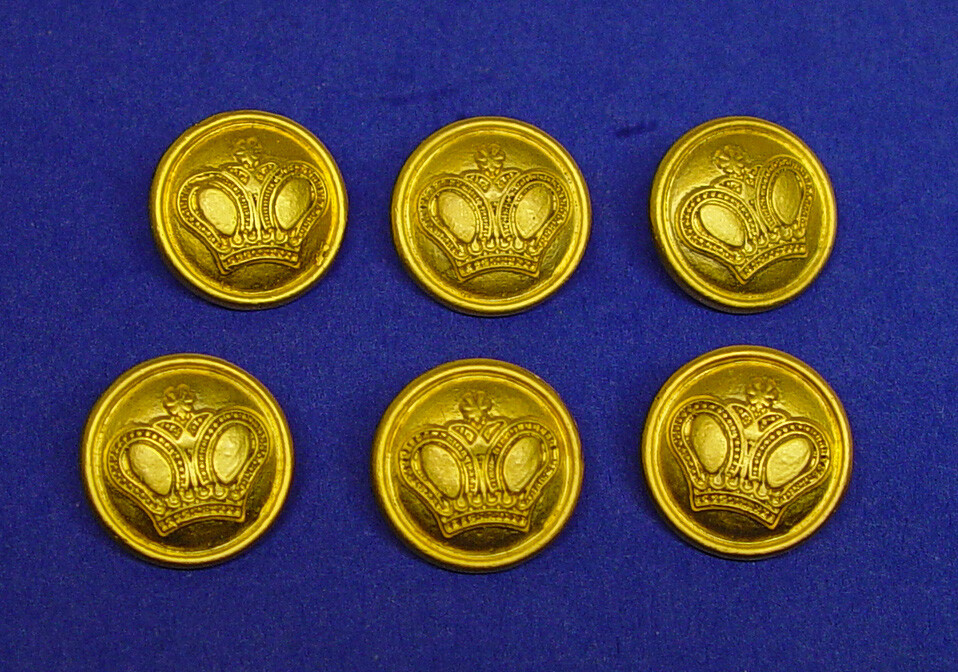 KASPER REPLACEMENT BUTTONS 6 GOLD TONE CROWN MOTIF SOLID METAL SHARP CONDITION