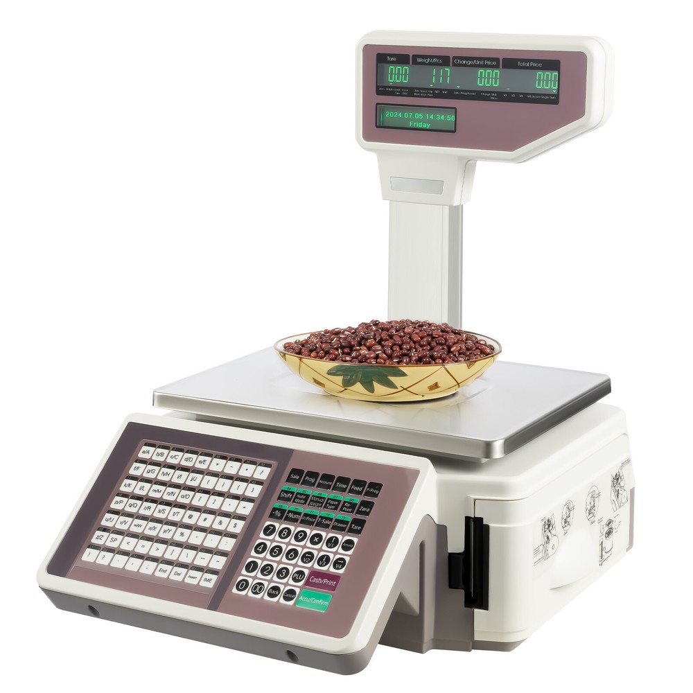 Commercial Digital Food Price Computing Scale 66lbs with Dual Label Printer Fast