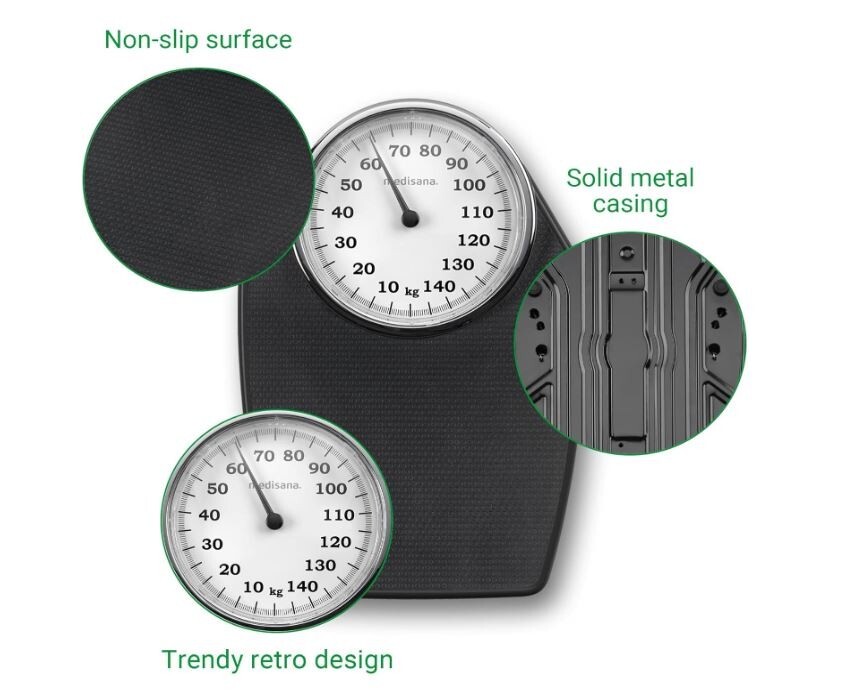 KG Bathroom Scale - Medisana Mechanical PS 100 Black (No Batteries Needed) NIB