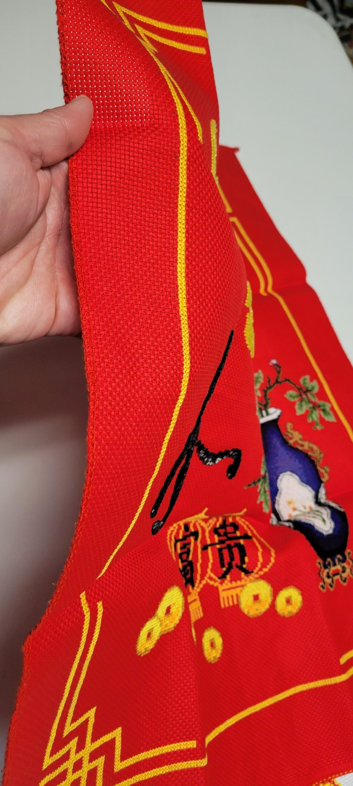 Chinese Japanese 2 Complete Cross Stitch Tapestry Floral Vase Fortune Happiness