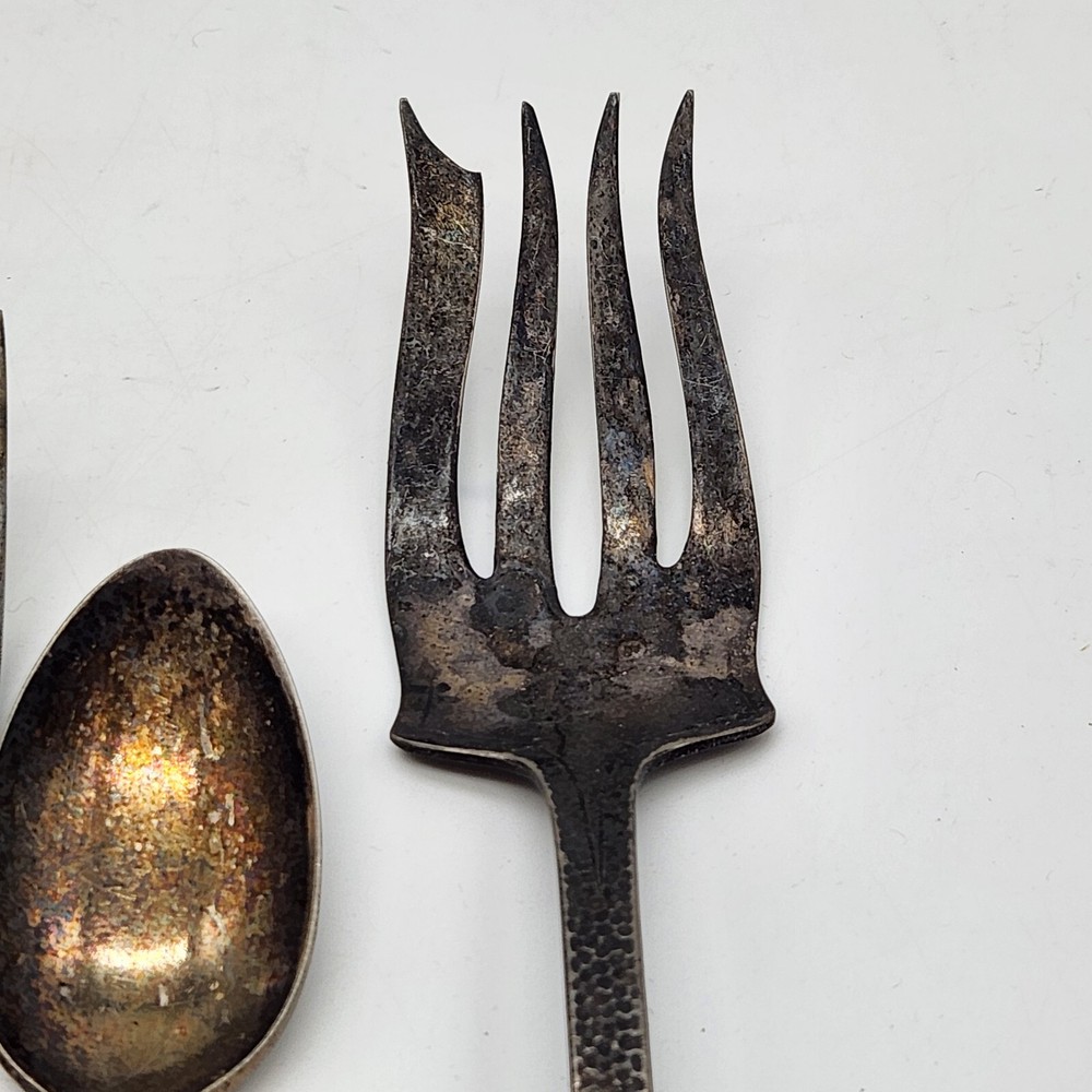 Antique Silverplate Lot Serving & Dinner Fork/Cheese Knife/Teaspoon TARNISHED