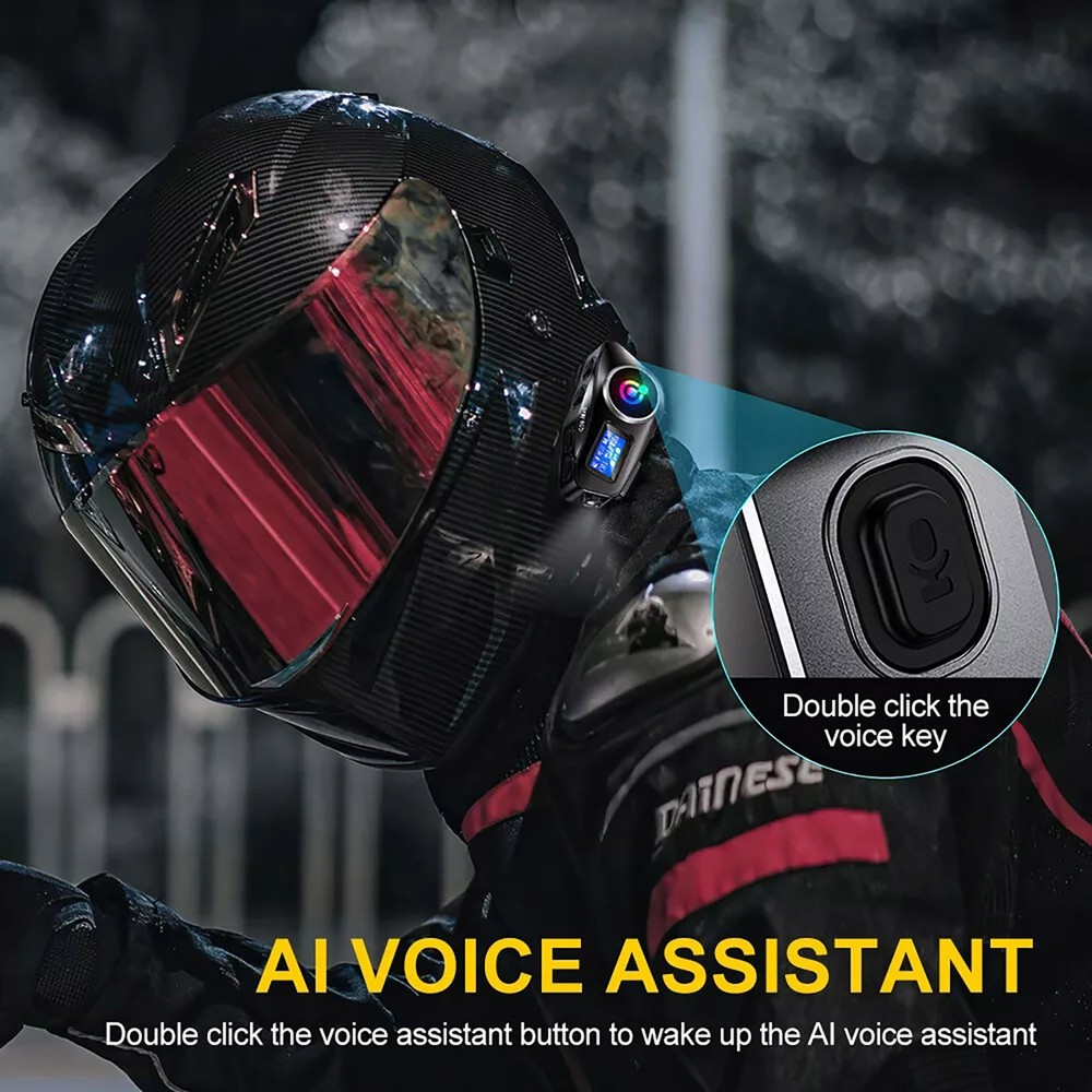 Hi-Fi unit Bluetooth Headset Motorcycle Waterproof Intercom Helmet LCD 1000mAh