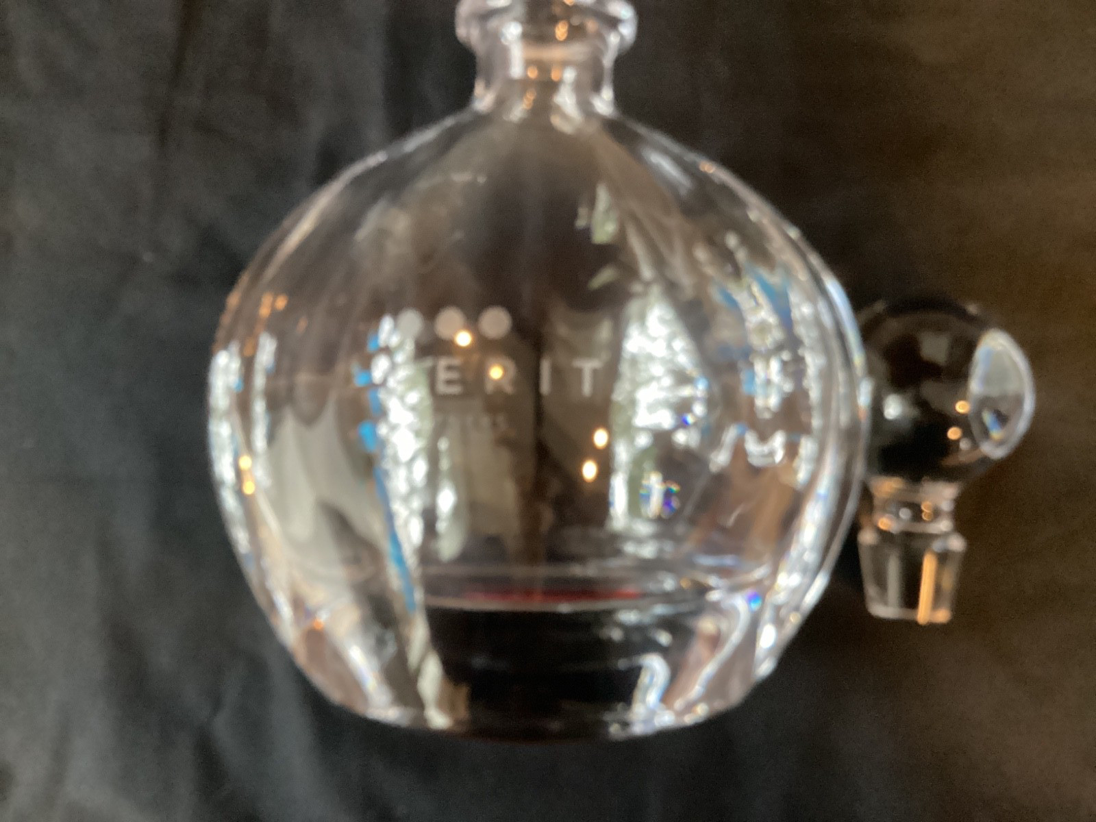 Crystalite Bohemia Crystal Decanter Carafe, Business Engraving, 22 oz/650 ml