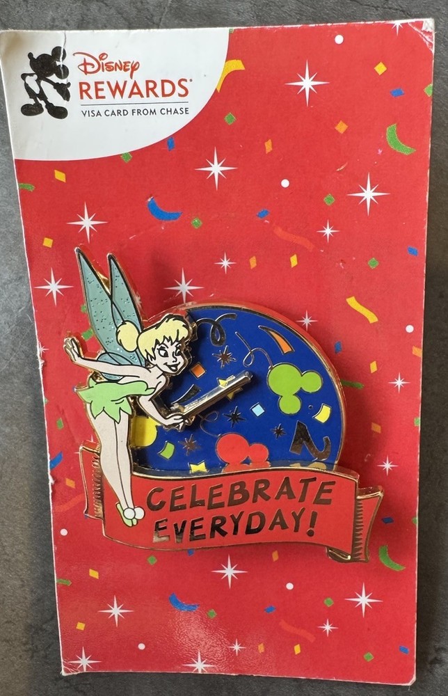 Disney Tinker Bell Glitter Rotating Pin 2009 Visa Exclusive First Release