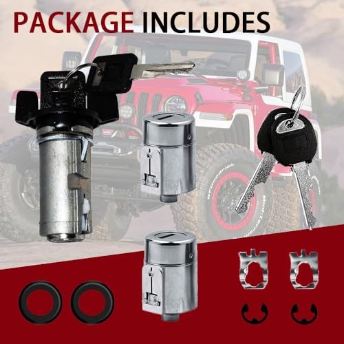 Ignition Switch Lock Cylinder and Door Lock Cylinder Set with/Keys Compatible