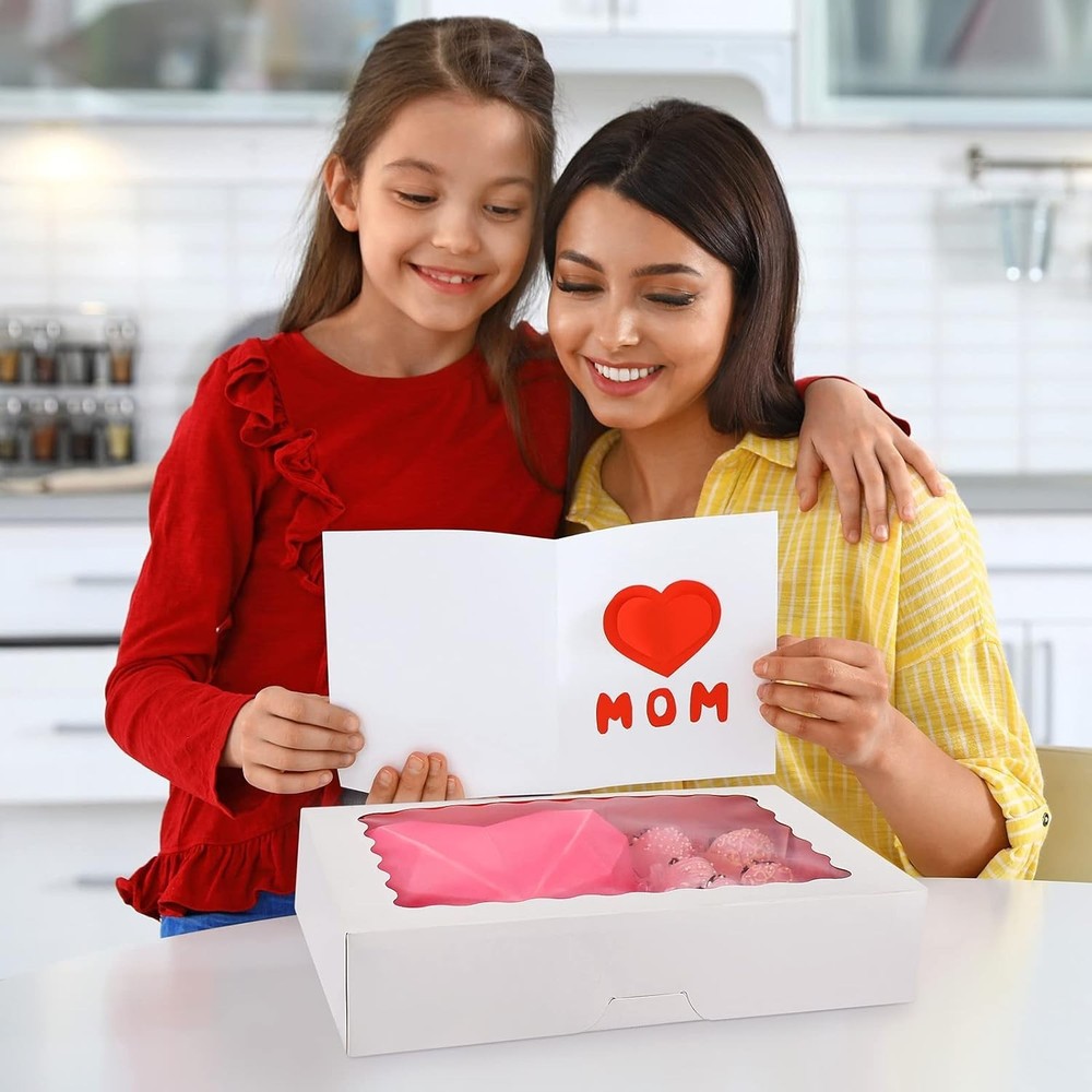 30-Pack Bakery Boxes with Window, 12" x 8" x 2.5", Cookie Boxes, Auto-Popup T...