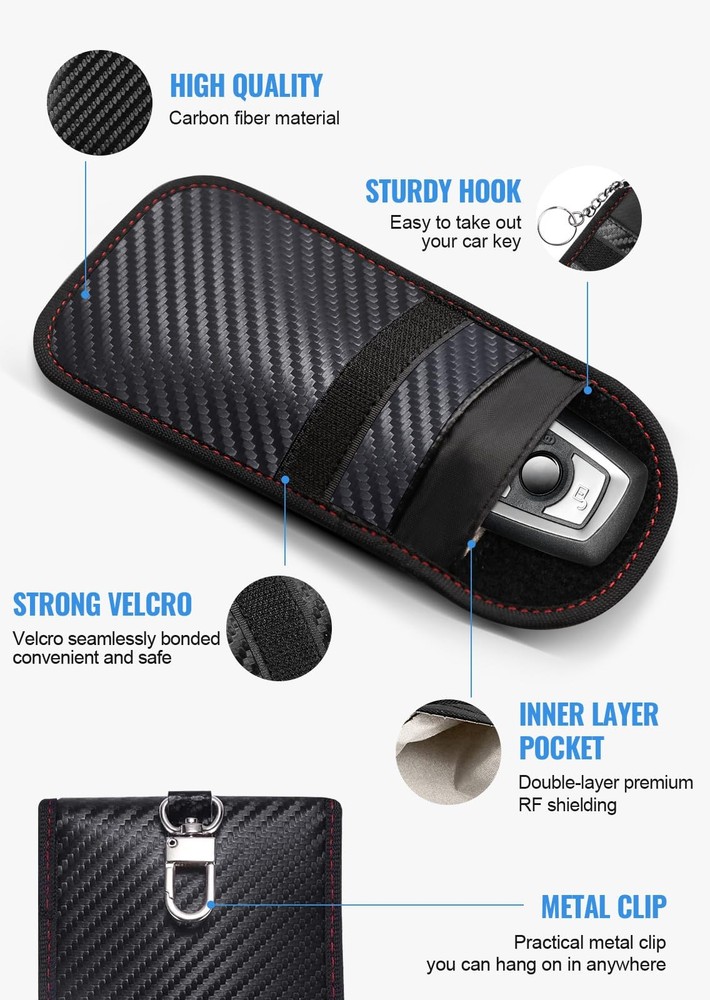 Faraday Pouch for car Keys, 2 Pack Faraday Bag RFID Blocker (M)