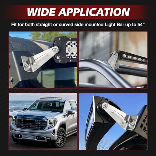 LED Light Bar Side Mounting Brackets 2PCS, Adjustable Universal Side Mount