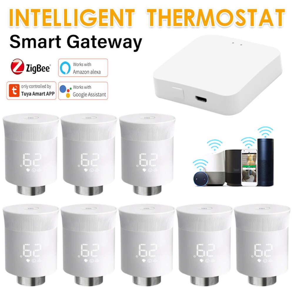 1-8x Tuya ZigBee Smart Thermostat Radiator TRV Programmable for Alexa for Google