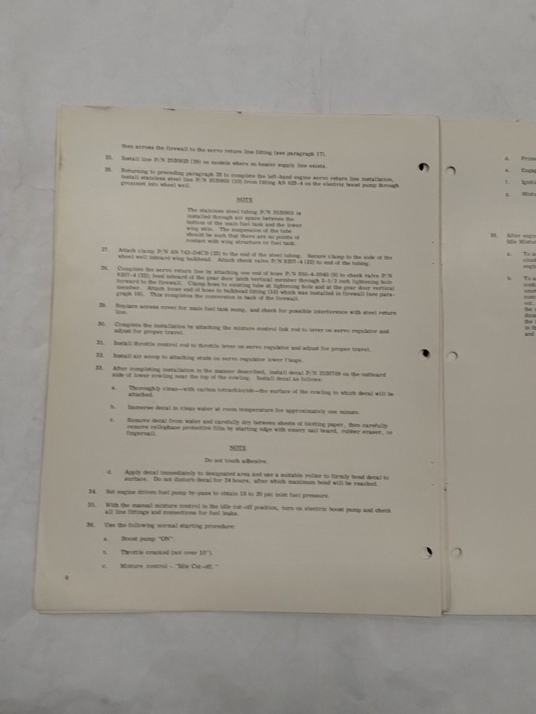 Bendix Model RS-10B2 Fuel Injection System Installation Instructions-Original