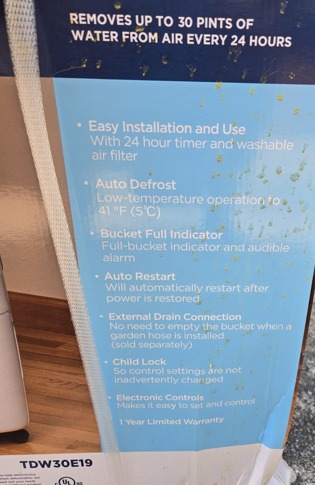 TCL Dehumidifier TDW30E19, 30 Pints, 24hr Timer, NEW