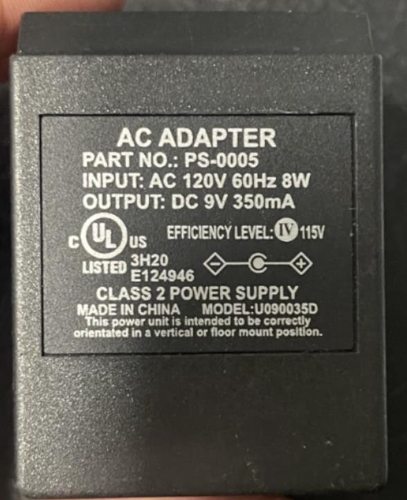 Generic PS-0005 AC Adpater Model U090035D