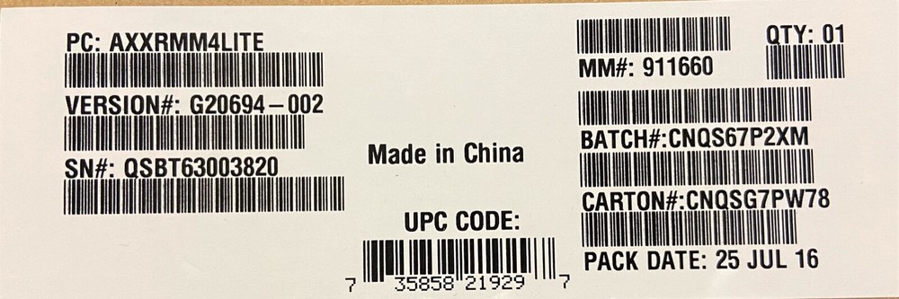 Intel AXXRMM4LITE Remote Management Module NEW BULK