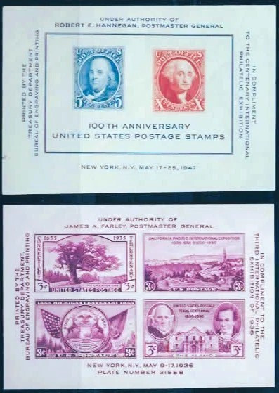 Third International & Centennial International Philatelic Expo Sheets #778 & 948