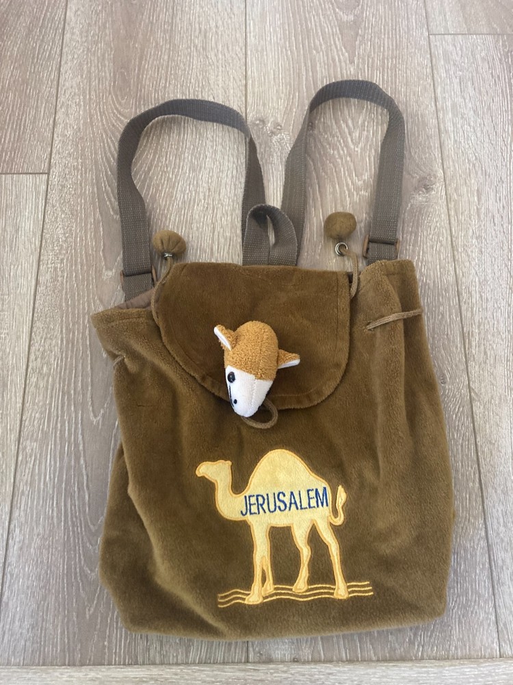 Backpack Book bag Camel Jerusalem Souvenir Velour Soft Lightweight