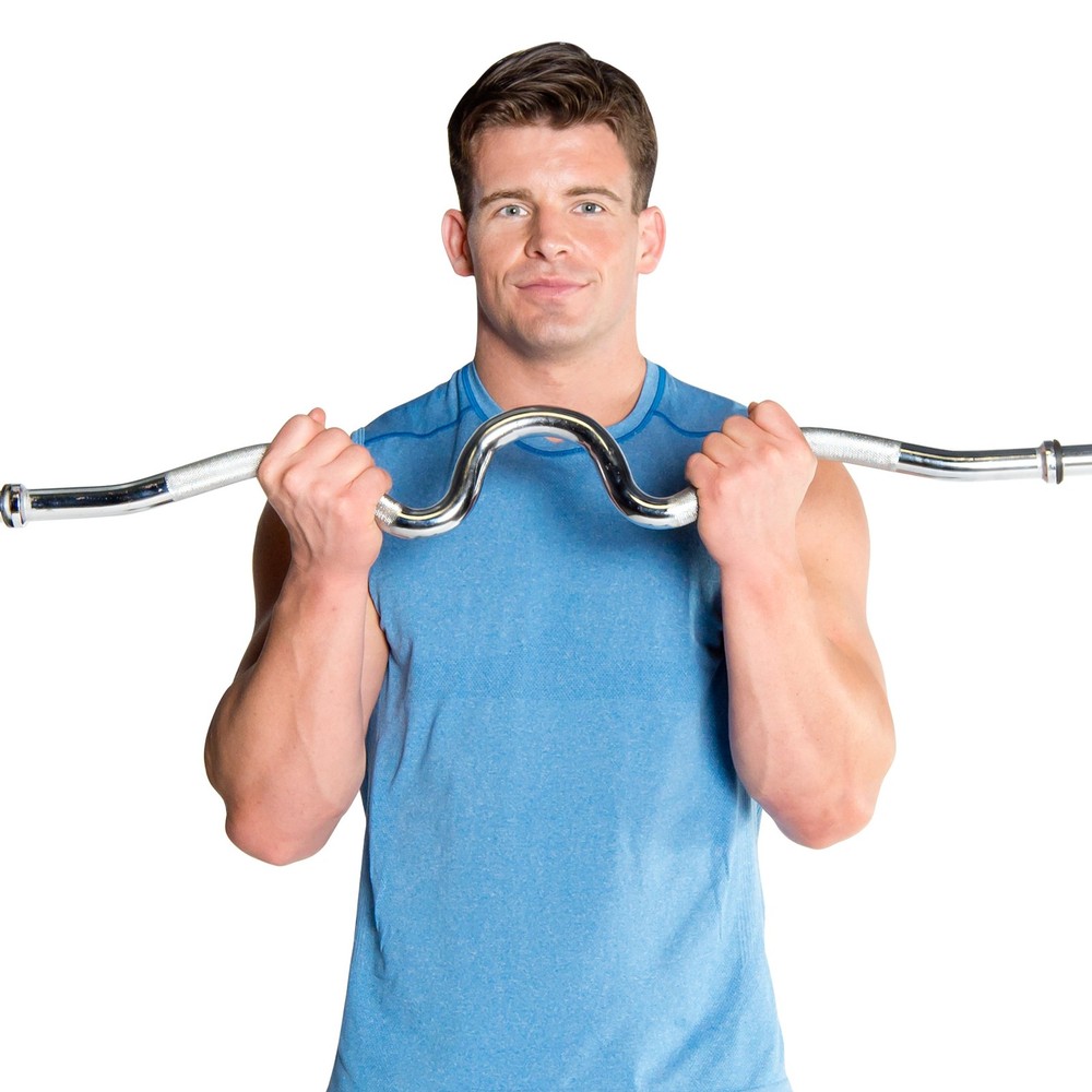 CAP Barbell Standard 1-Inch Threaded Curl Bar with Collars Chrome