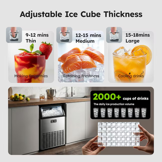 SIMZLIFE 100lbs/24H Commercial Full Size Cubes Ice Maker Machine