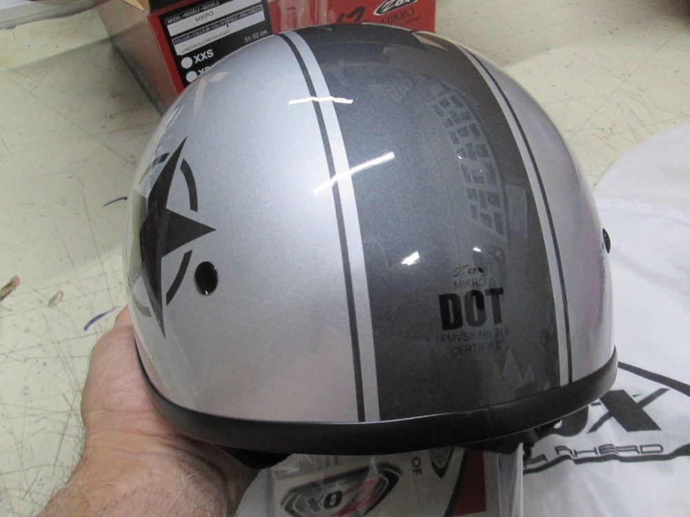 ZOX MOTORCYCLE HELMET - SHORTY OPENFACE - DOT - CLEAN FRONT MIKRO SILVER MEDIUM