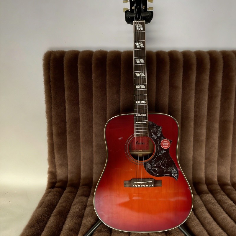 41' acoustic electric guitar hummingbird built-in pickups cherry burst bone nut