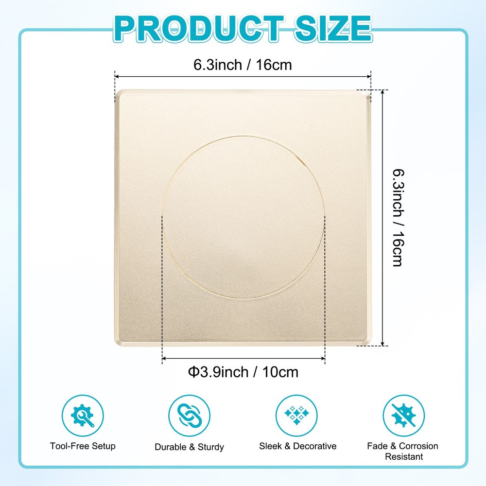 1-Pack Access Panel for Drywall, 4x4" Plastic Removable [Gold Tone, Round]