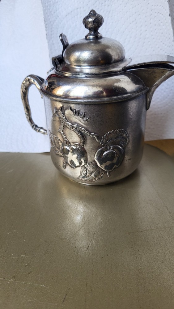 Pairpoint Silver Plate Fruit Engraved Creamer. 1S