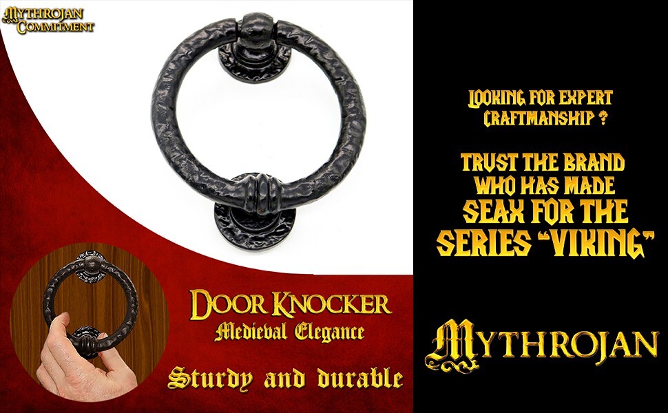 Ring Door Knocker Hardware Solid Cast Iron Finish Front Decor Gate Accessories