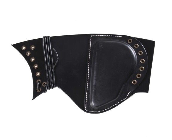 BLACK LEATHER LACE UP BUTTSTOCK SNIPER PAD