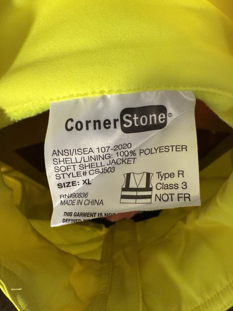 CornerStone ANSI 107 Class 3 Soft Shell Jacket in fluorescent lime and black
