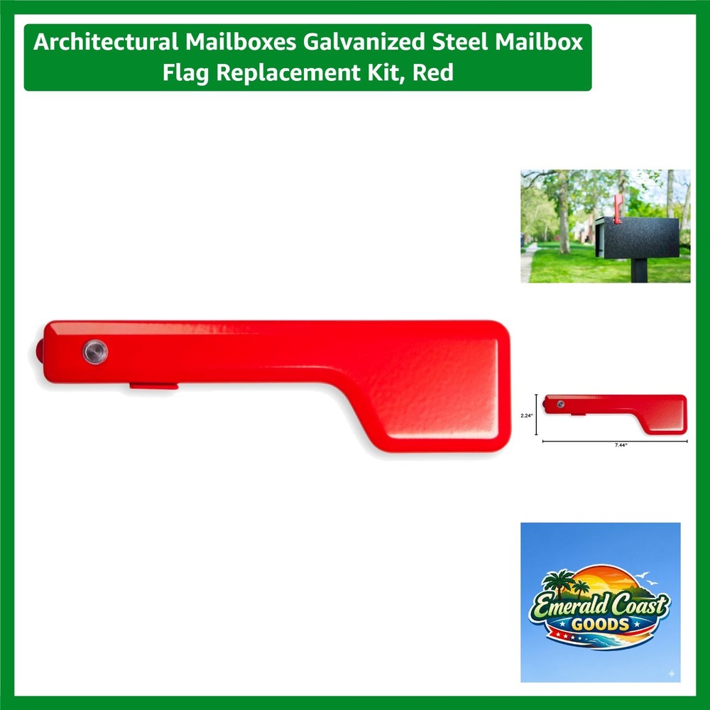 Galvanized Steel Red Mailbox Flag Replacement Kit - Weather Resistant Accessory