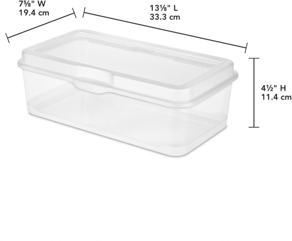 Sterilite 6-Pack Rectangular Large Fliptop, Clear Plastic Storage Box with Hinge