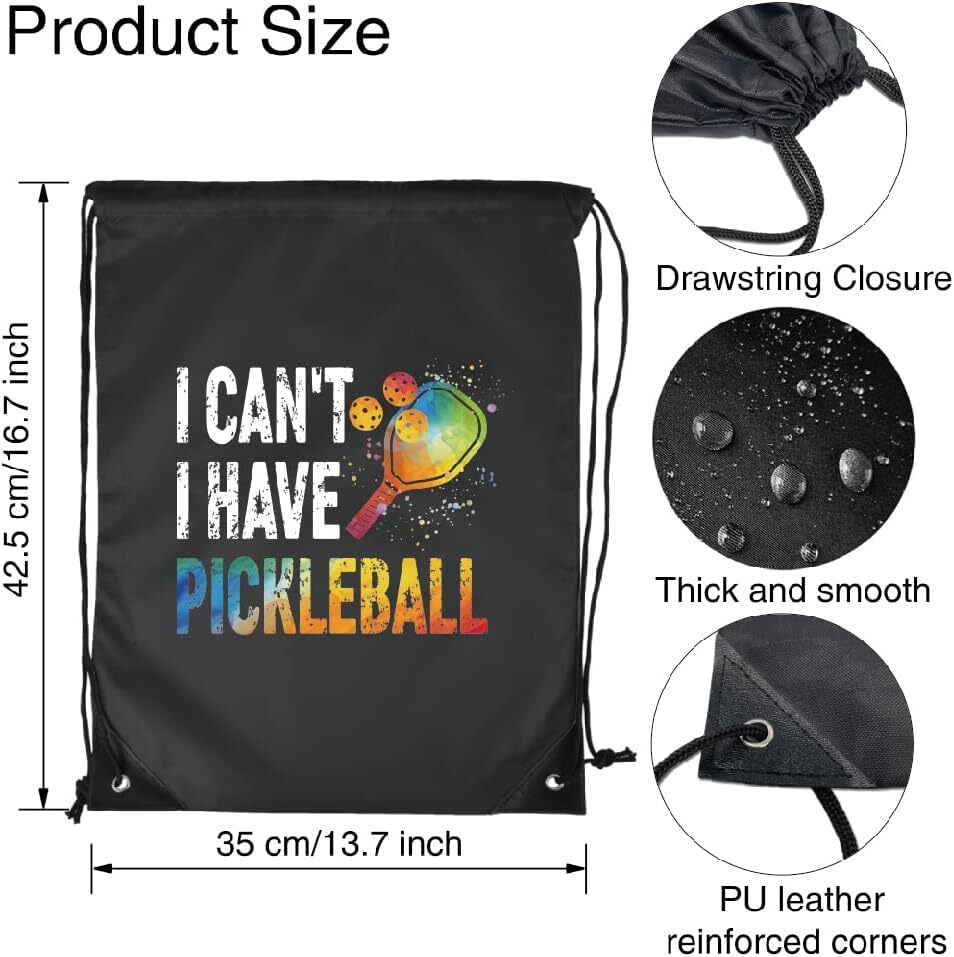 I Can I Have Pickleball Repeat Drawstring Waterproof Backpack, Pickleball...
