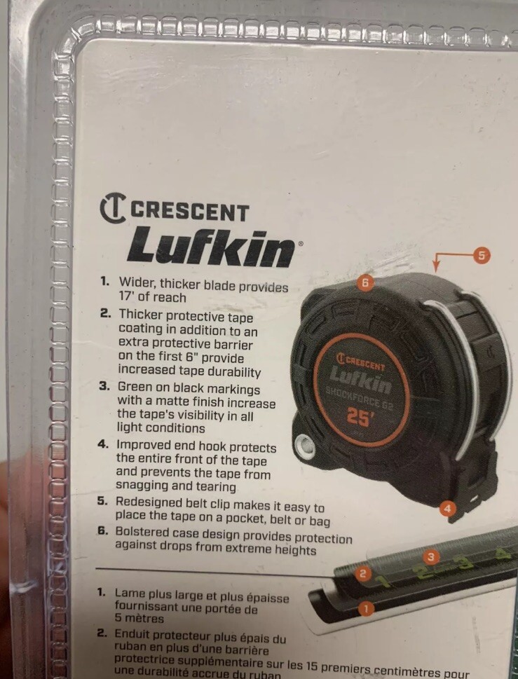 Crescent Lufkin Shock Force G2 Tape Measures- 2 Pack-25foot-New