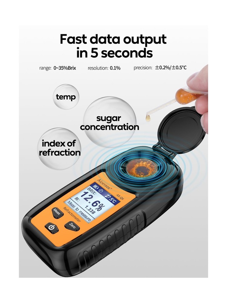 Digital Sugar Brix Refractometer brix Meter Automatic Temperature Compensatio...