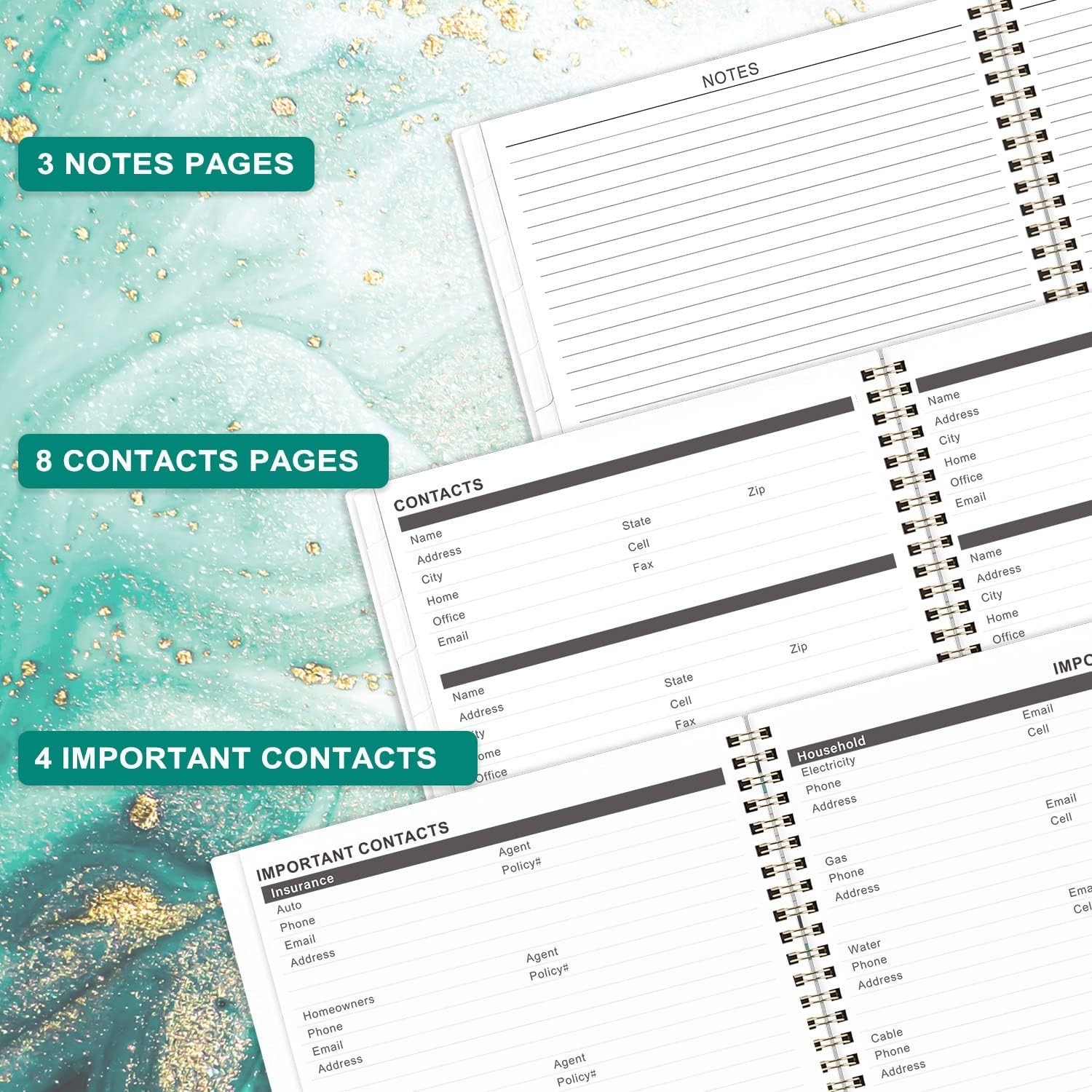 Convenient 2026-2027 Calendar Planner | 9" x 11" with Monthly Tabs & Pockets