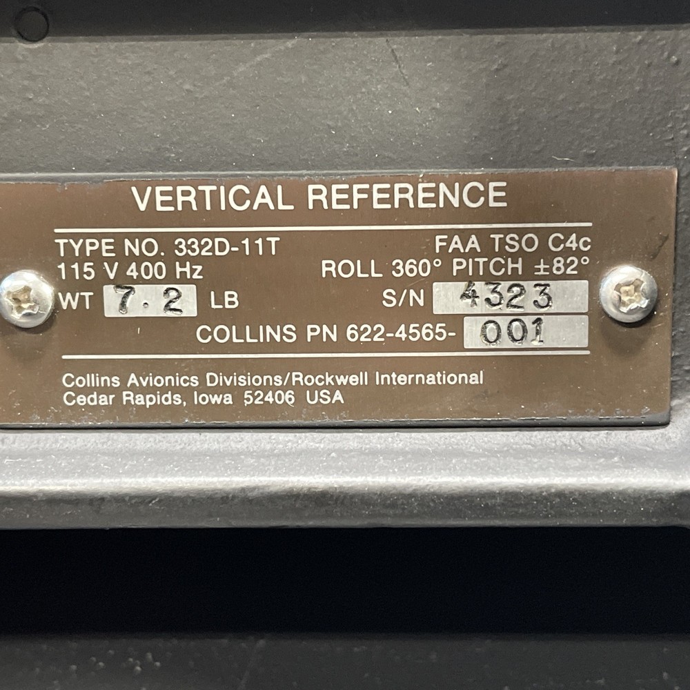 Collins Vertical Reference Gyro - 332D-11T